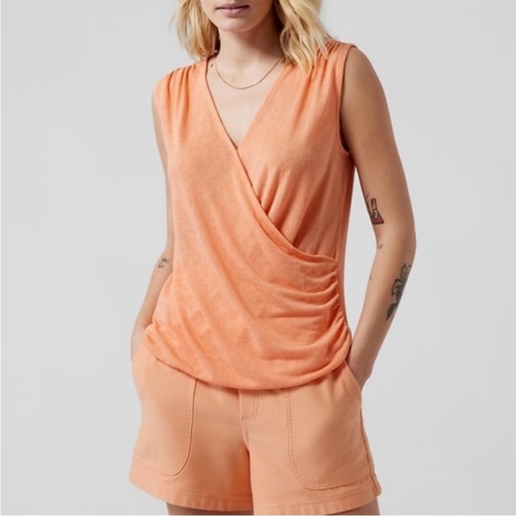 NWT ATHLETA CACTUS PEACH SLEEVELESS BREEZY WRAP TOP TANK SMALL - Picture 1 of 10